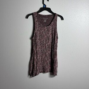 American Eagle Women Floral Tank Top Pink Brown Size